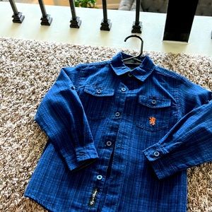 Boys size 4t lot of tops, 9 button ups, only one has a little red paint stain.